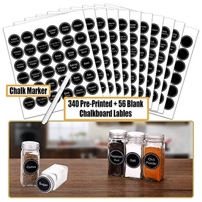 SWOMMOLY Spice Rack Organizer with 72 Spice Jars 4 oz, 396 Spice Labels | Chalk Marker, Funnel Set, Spice Organizer for Countertop, Pantry, Cabinet, Cupboard & Wall Mount, 22.2" W × 16.5" H, Black
