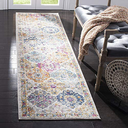 SAFAVIEH Madison Collection Runner Rug - 2'3" x 6', Cream & Multi, Boho Chic Distressed Design, Non-Shedding & Easy Care, Ideal for High Traffic Areas in Living Room, Bedroom (MAD611B) - color: Cream/Multi, size: 2'3" x 6' (Runner)