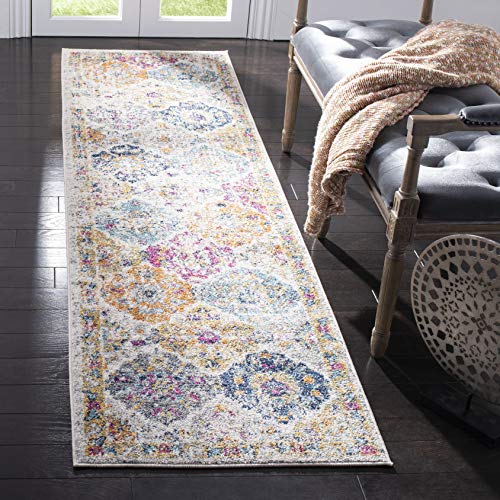 SAFAVIEH Madison Collection Runner Rug - 2'3" x 8', Cream & Multi, Boho Chic Distressed Design, Non-Shedding & Easy Care, Ideal for High Traffic Areas in Living Room, Bedroom (MAD611B) - color: Cream/Multi, size: 2'3" x 8' (Runner)