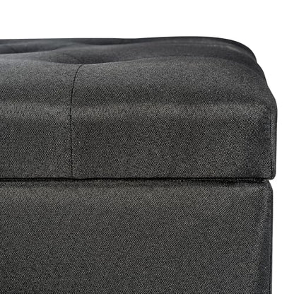 24" Storage Ottoman, Fabric Ottoman Foot Rest Stool with Hinged Lid, Tufted Rectangle Upholstered Footstool, Load Up to 350 lb, for Living Room, Bedroom, Dorm, Black - color: Fabric Black