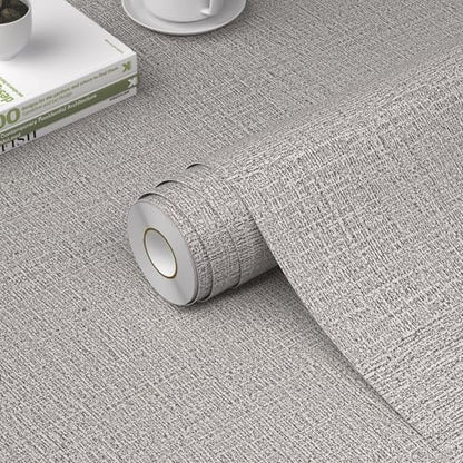WADILE Grasscloth Peel and Stick Wallpaper 15.7in x 78.7in, Textured Contact Paper for Cabinets, Faux Linen Wall Paper Pull and Stick, Fabric Vinyl Wallpaper Self Adhesive Light Gray | Textured contact paper, Faux linen, Vinyl material, Cabinets, Self adh