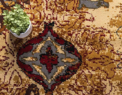 Unique Loom Barista Collection Area Rug - Congencis (9' x 12' Rectangle, Beige/ Blue) - size: 9' x 12' (Rectangular)