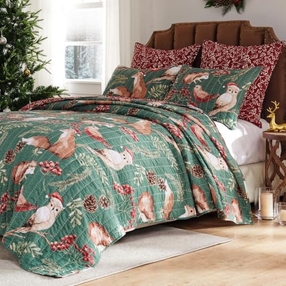 Greenland Home Willow Novelty Forest Animals Reversible Quilt Set, 2-Piece Twin, Holiday (Pack of 2) - color: Holiday, size: 2-Piece Twin (Pack of 2)