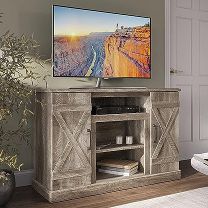 BELLEZE 47 Inch TV Stand & Media Entertainment Center TV Cabinet with Storage for TVs up to 50 Inch Console Table with Open Storage Shelves & Cabinets, Ashland Pine - color: Ashland Pine, style: 47"