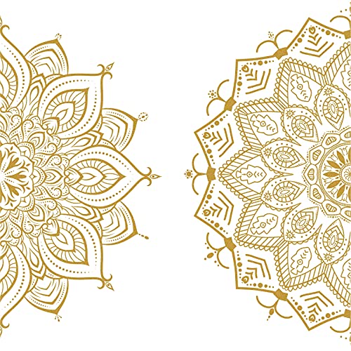 Half Mandala Wall Decal Mandala Wall Sticker Mandala Decals for Walls Flower Wall Stickers Removable Peel and Stick Wall Decals for Bedroom Living Room Yoga Studio Decor | Headboard vinyl decoration, yoga room decor, lotus peel and stick, removable, self