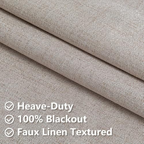 100% Blackout Curtains 84 inch Length 2 Panels Faux Linen Long Drapes for Bedroom Nursery Living Room Black Out Room Darkening Curtain Thermal Insulated Back Tab Rod Pocket(W52 x L84, Beige) - color: Beige, size: 52"W x 84"L (Pack of 2)
