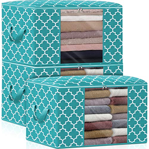 Storage Bags 100L 3Pack Clothes Organization and Storage Containers | Large Blanketfor Bedding, Comforters, Foldable Organizer with Reinforced Handle, Clear Window, Sturdy Zippers, Green - color: Green, size: 3 x 100L