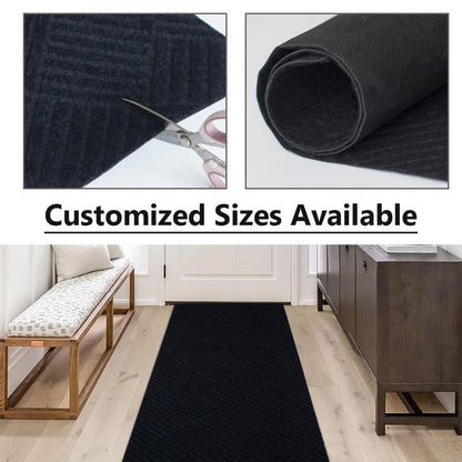 Runner Rug Non Slip, 1FT x 10FT Hallway Entryway Area Rug Indoor Outdoor Rubber Back Carpet Mat for Kitchen Laundry Room Foyer Balcony Living Room, Black Stripe