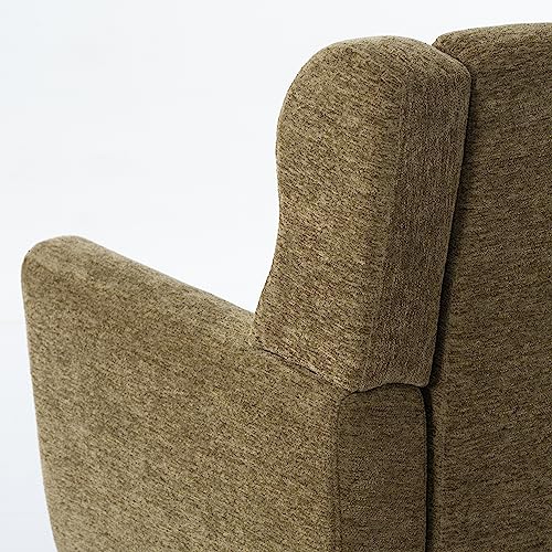 Accent Chair, Living Room Chairs with Solid Wood Legs & Pillow | Chairs Living Room with High Tufted Backrest, Reading Chair for Bedroom/Office, Chenille Fabric - color: Olive Green