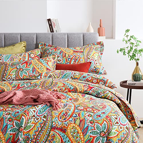 Autumn Dream Cotton Bedspread Quilt Sets, 3 Pieces Reversible Comforter Coverlet Sets, Yellow Gorgeous Paisley,Queen Size - color: Yellow Gorgeous Paisley, size: Queen (90 by98inch)