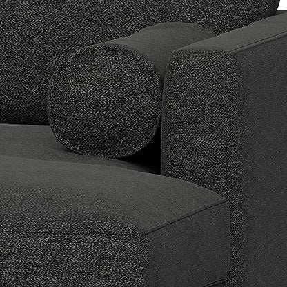 SIMPLIHOME Morrison Sofa and Ottoman 2-Piece Set in Charcoal Grey - color: Charcoal Grey, style: Right Sectional Sofa