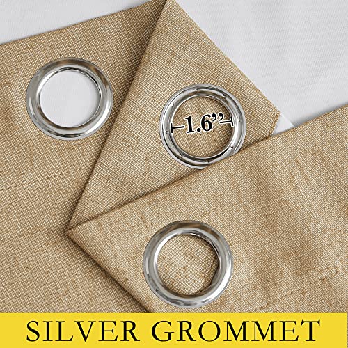 NICETOWN 100% Absolutely Blackout Linen Curtains with Thermal Insulated White Liner, Camel, 34" Wide by 60" Long, 2 Pieces, Linen Blend Window Drapes Privacy Window Treatments for Bedroom/Kids Room - color: Camel, size: 34"W x 60"L (Pack of 2)