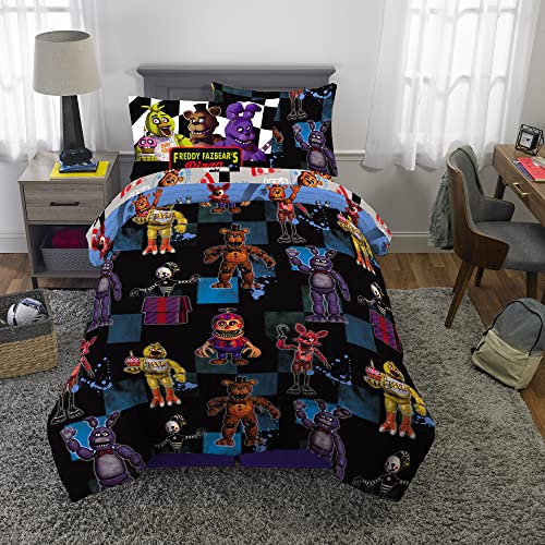 Franco Kids Bedding Super Soft Comforter and Sheet Set with Sham, 5 Piece Twin Size, Five Nights At Freddy's - color: Five Nights at Freddy's, size: Twin