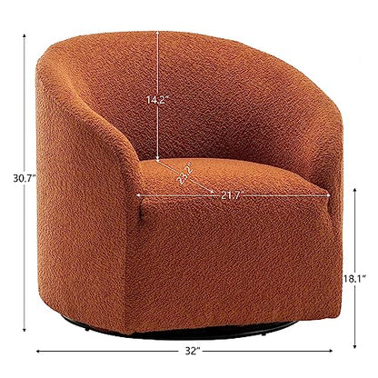 KINWELL 32" Wide Swivel Barrel Chairs Set of 2, Boucle Upholstered Swivel Accent Chairs, Mid-Century 360 Degree Swivel Chairs, No Assembly Round Armchairs for Living Room, Bedroom (Caramel) - color: Caramel, style: Set of 2