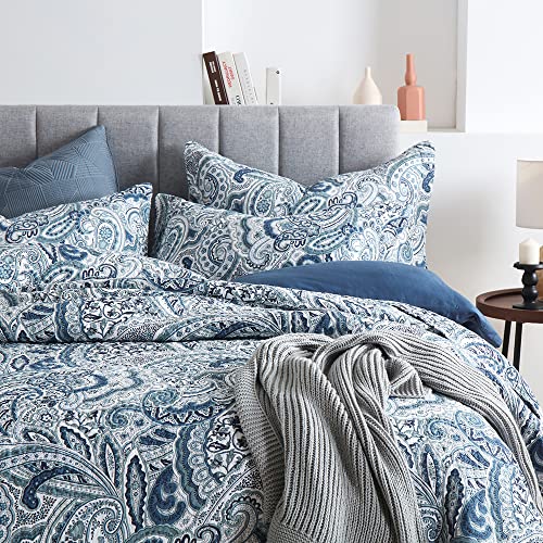 Autumn Dream Cotton Bedspread Quilt Sets, 3 Pieces Reversible Comforter Coverlet Sets,Blue Floral Paisley Bedspread,King Size - color: Blue Floral Paisley, size: King (96by108 inch)