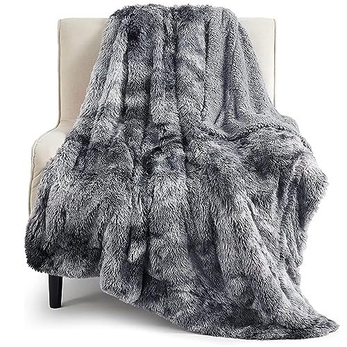 Bedsure GentleSoft Fuzzy Faux Fur Sherpa Fleece Blanket Twin Size, Plush Thick Warm Twin Blanket for Bed, College Dorm Essentials Gifts for Girls Boys, Tie Dye Grey Decor for Winter, 60x80 - color: 01- Tie Dye Grey, size: Twin (60" X 80")