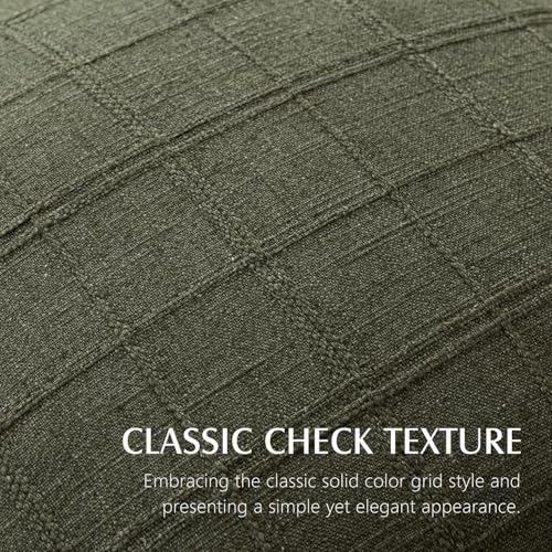Foindtower Set of 1 Decorative Linen Check Throw Pillow Cover Neutral Farmhouse Vintage Cushion Cover Modern Boho Home Decor for Sofa Chair Couch Bedroom Living Room Outdoor,16×16 Inch,Olive Green - color: Capulet Olive, size: 16" x 16" (Pack of 1)