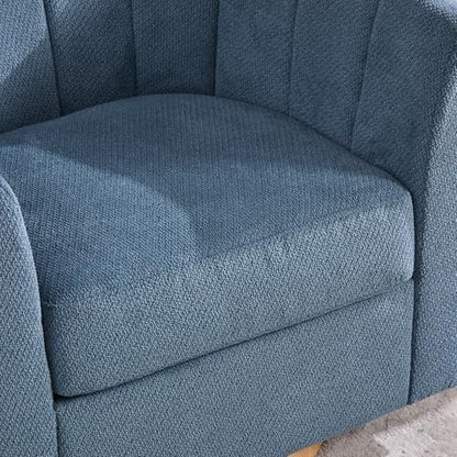 YaFiti Modern Swivel Accent Chair 1 pcs, Round Barrel Club Armchair, Blue | Premium Chenille Fabric, High-resilience Foam, Solid Wood Base, 350lbs Capacity, Upholstered Armchair for Living Bedroom - color: Blue