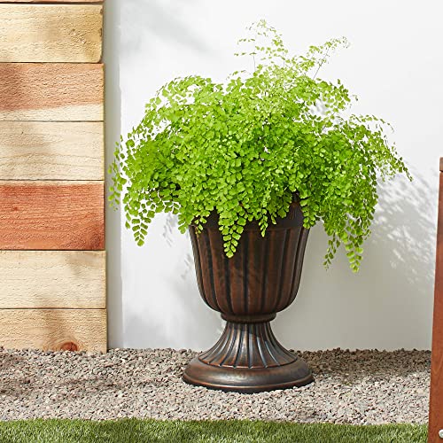 Arcadia Garden Products PL00CP Classic Traditional Plastic Urn Planter, 16" x 18", Brushed Copper - color: Brushed Copper, size: 16" x 18"