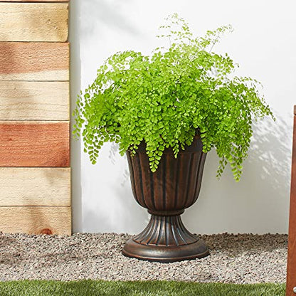 Arcadia Garden Products PL00CP Classic Traditional Plastic Urn Planter, 16" x 18", Brushed Copper - color: Brushed Copper, size: 16" x 18"