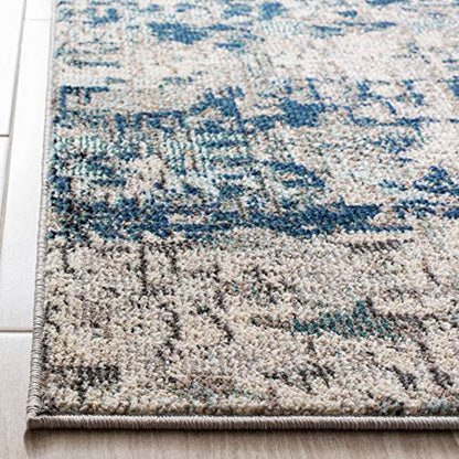 SAFAVIEH Madison Collection Runner Rug - 2'2" x 10', Grey & Blue, Modern Abstract Design, Non-Shedding & Easy Care, Ideal for High Traffic Areas in Living Room, Bedroom (MAD460K) - color: Grey/Blue, size: 2'2" x 10' (Runner)