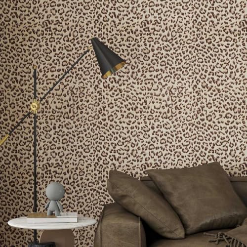 Arthome Leopard Print Peel and Stick Wallpaper 17" x 120" | Cheetah Contact Paper,Covers 14.1 sq ft,Gridlines for Easy Cuts,Create Artful Accent Walls Bedroom Bathroom - color: Leopard Print, size: 17" x 120"