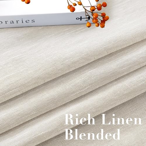 H.VERSAILTEX Linen Curtains Flax Linen Blended Curtain Panels for Living Room/Bedroom Semi Sheer Privacy Curtains 102 inch Length 2 Panels Set Nickel Grommet Window Drapes, Natural - color: Natural, size: 52"W x 102"L (Pack of 2)