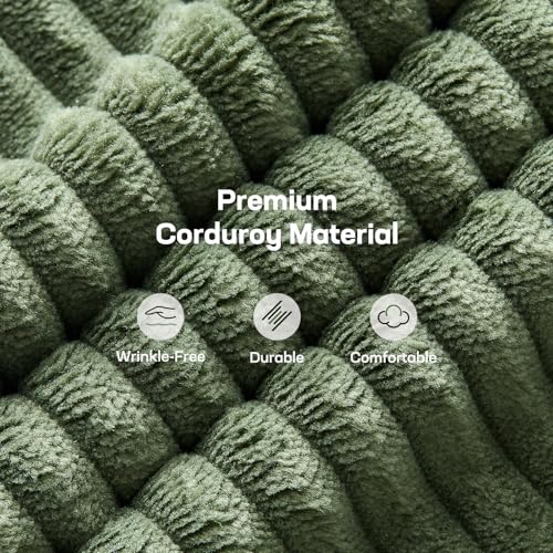 Marsail 66" Futon Sofa Bed, Futon Couch with Adjustable Backrest & Armrests, Convertible Sleeper Sofa Bed for Apartment, Living Room, Office, Corduroy Loveseat, Green