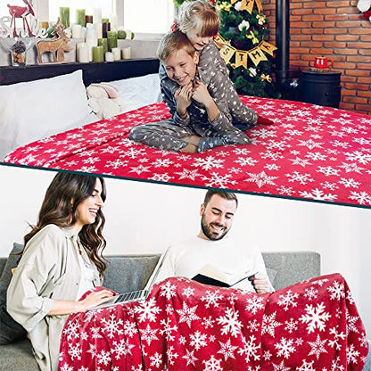 PAVILIA Christmas Throw Blanket | Red Snowflake Christmas Fleece Blanket | Soft, Plush, Warm Winter Cabin Throw, Twin 60x80 (Red/White Snowflake) - color: Snowflake Red, size: 60 x 80 Inches - Twin