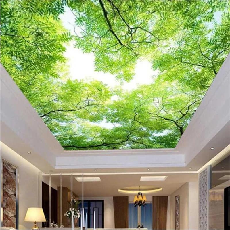 Custom Ceiling Peel and Stick Murals Sky Tree Zenith Wallpaper | Cloud Ceiling Murals Sky Wallpapers, Size Peel and Stick 110" W x 80" H - color: Mural 09, size: 110" x 80"