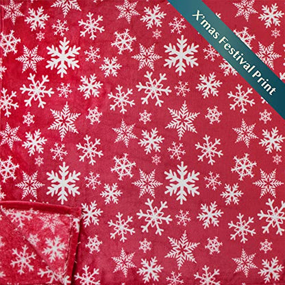 PAVILIA Christmas Throw Blanket | Red Snowflake Christmas Fleece Blanket | Soft, Plush, Warm Winter Cabin Throw, 50x60 (Red/White Snowflake) - color: Snowflake Red, size: 50 x 60 Inches - Throw
