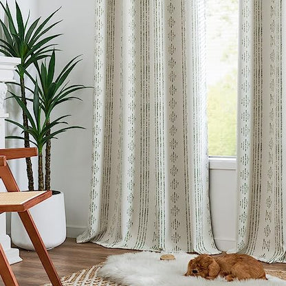jinchan Boho Blackout Curtains 63 Inch Length for Bedroom Living Room | Sage Green on Beige Geometric Printed Grommet Curtains Room Darkening Thermal Insulated Window Treatments 2 Panels - color: Boho | Sage Green on Beige, size: 52"W x 63"L (Pack of 2)