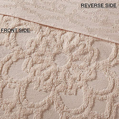 Madison Park Laetitia Lightweight 100% Cotton Quilt Set, Breathable Chenille Tufted, Shabby Chic Boho Medallion Design, Sham, Floral Blush w/ Tassels, Full/Queen (90 in x 90 in) 3 Piece | Lightweight Bedding Set, Shabby Chic, Boho, Medallion, Floral, Mach