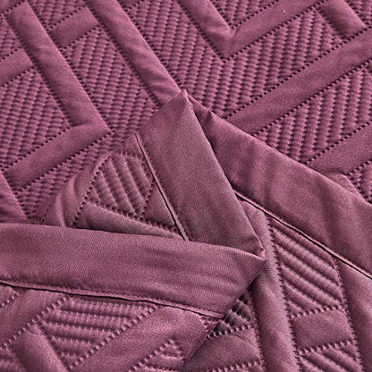 CHIXIN Quilt Queen Size - Geometric Pattern Bedspread Coverlet Set - Modern & Contemporary Style Bedding Cover, Ultrasonic Quilting, Reversible, Lightweight, 4 Piece, Burgundy & Wisteria - color: 1- Wisteria, size: Full/Queen(90"x92")