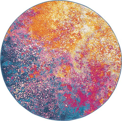 Nourison Home Passion 4' x Round Multicolor Fabric Modern Area Rug (4' Round) - color: Sunburst, size: 4' (Round)