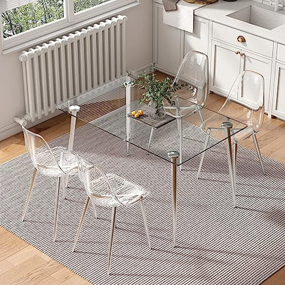 Baysitone Clear Dining Chairs Set of 8, Modern Kitchen Chairs with Transparent Seat, Acrylic Accent Side Chairs with Plating Metal Legs for Dining Room, Kitchen, Living Room with Silver - color: Silver, size: Set of 8