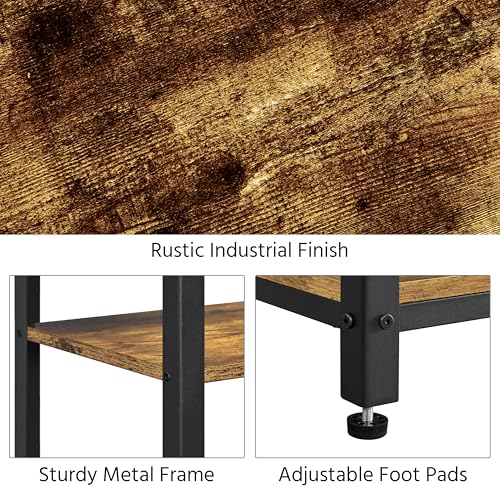 Yaheetech 30 Inch Tall Side Table, 3-Tier Narrow Nightstand, Rustic Brown | 3-Tier Storage, Tall for Beds and High-Arm Living Room Sofas, Narrow Fit for Small Spaces, Metal Frame, Wood Grain Top - color: Rustic Brown