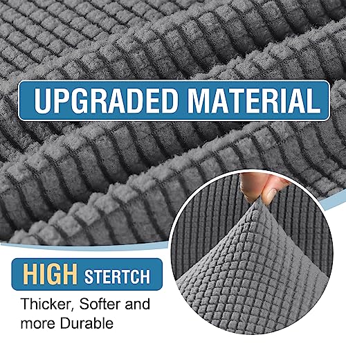 2-Piece Stretch Ottoman Covers – Rectangle Slipcovers for Folding Storage Stools, Non-Slip Elastic Bottom, Soft Fabric Furniture Protectors (Grey, Large) - color: Grey, size: Large