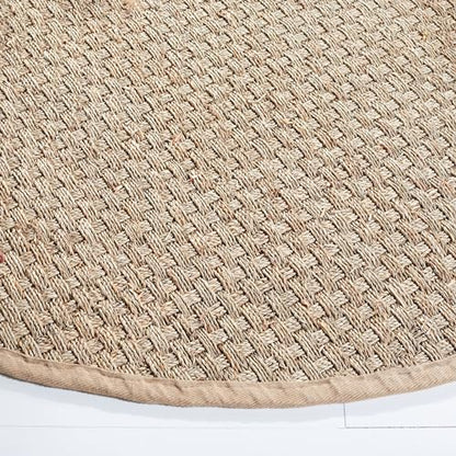SAFAVIEH Area Rug 3' Round - Natural Fiber Collection - Natural & Beige, Seagrass, Basketweave Pattern with Border (NF114A) - color: Natural/Beige, size: 3' (Round)