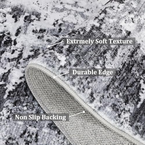 ROYHOME Modern Abstract Area Rug 3x5 Non Slip Non Shedding Rug,Grey | Low Pile Stain Resistant for Bedroom Living Room - color: Grey, size: 3' x 5' (Rectangular)