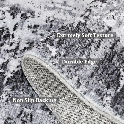 ROYHOME Modern Abstract Area Rug 3x5 Non Slip Non Shedding Rug,Grey | Low Pile Stain Resistant for Bedroom Living Room - color: Grey, size: 3' x 5' (Rectangular)