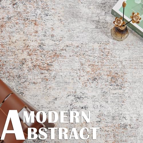 jinchan 4ft Round Rug Modern Abstract Washable Non-Slip Area Rug - color: Distressed Taupe, size: 4' (Round)