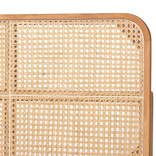 Bali & pari Lainer Modern Bohemian Natural Finished Bayur Wood and Natural Bamboo Queen Size Headboard