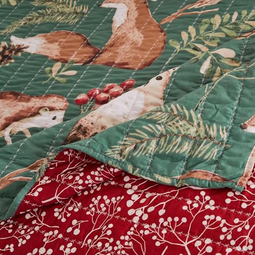 Greenland Home Willow Novelty Forest Animals Reversible Quilt Set, 2-Piece Twin, Holiday - color: Holiday, size: 2-Piece Twin