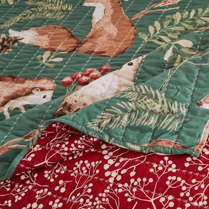 Greenland Home Willow Novelty Forest Animals Reversible Quilt Set, 2-Piece Twin, Holiday - color: Holiday, size: 2-Piece Twin