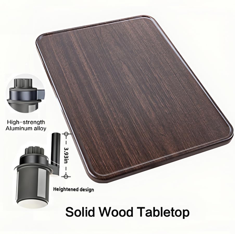 Car Desk for Laptop,360° Rotating Cup Holder Table，Wood Car Tray, Car Table & Car Food Tray，Steering Wheel Tray， Car Accessories for Women & Men. Compatible with Tesla Model Y/3/S, Ford F150& Most