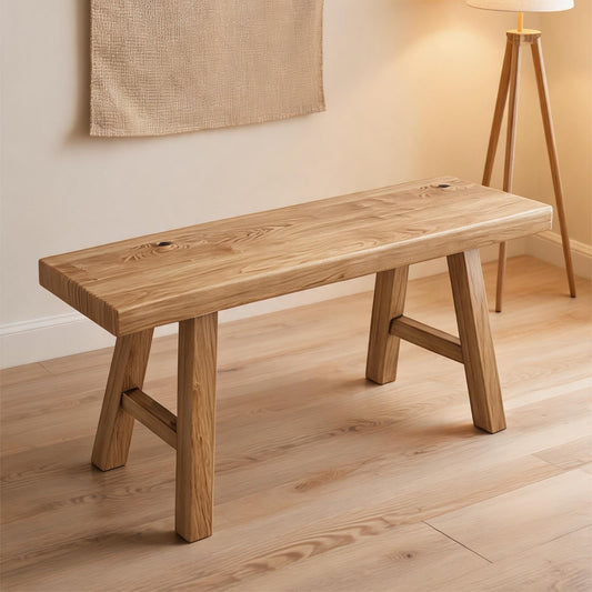 Solid Wood Farmhouse Entryway Bench, Narrow Wooden Dining Table Seat, Rustic Hallway & Bedroom Decor, Sturdy Indoor Wooden Table Benches(100cm/39.4inch) - size: 100cm/39.4inch