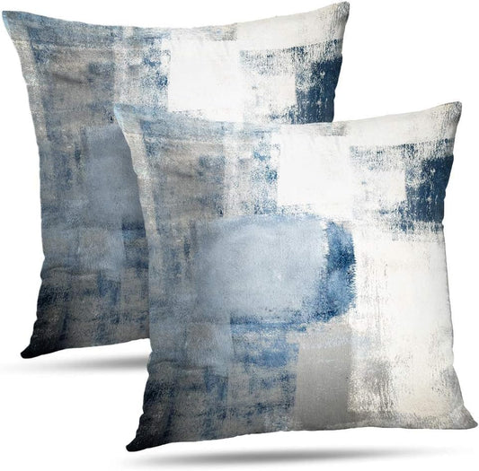 Throw Pillow Covers 18x18 Set of 2 Blue and Grey Art Throw Pillow Covers Soft Decorative Couch Pillow Covers for Home Living Room Bedroom - color: Grey Blue, size: 18" x 18" (Pack of 2)