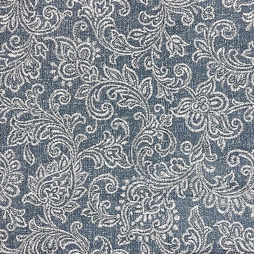 HomePop 22" Modern Rectangular Storage Ottoman - Blue Denim Jacobean Print - color: Blue Denim Jacobean Print