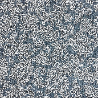 HomePop 22" Modern Rectangular Storage Ottoman - Blue Denim Jacobean Print - color: Blue Denim Jacobean Print